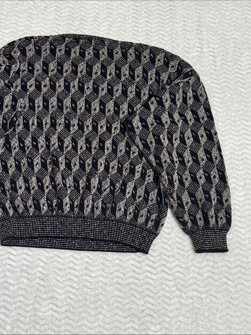 Vintage Area by Tag Mens Size L Geometric Grandpa Crewneck Sweater Made In USA
